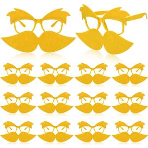 Foilswirl 12 Pack Yellow Glasses with Mustache and Eyebrows Set Fake Mustache Funny Disguise Glasses Cosplay Accessories Party Supplies Favors Gift for Adults Girls Boys