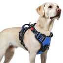 Rabbitgoo Dog Harness for Large, No Pull Pet Harness with 3 Buckles, Adjustable Soft Padded Vest with Control Handle, Walking Reflective Pet Vest for Dogs, Blue, L