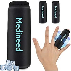 2PCS Finger Sleeves Gel Ice Pack, Lasting Cold Compress Freeze Sleeve, Reusable Finger Brace Ice Packs for Injuries, Arthritis, Tendonitis, Gout, Sprains, Middle Protectors (Black)