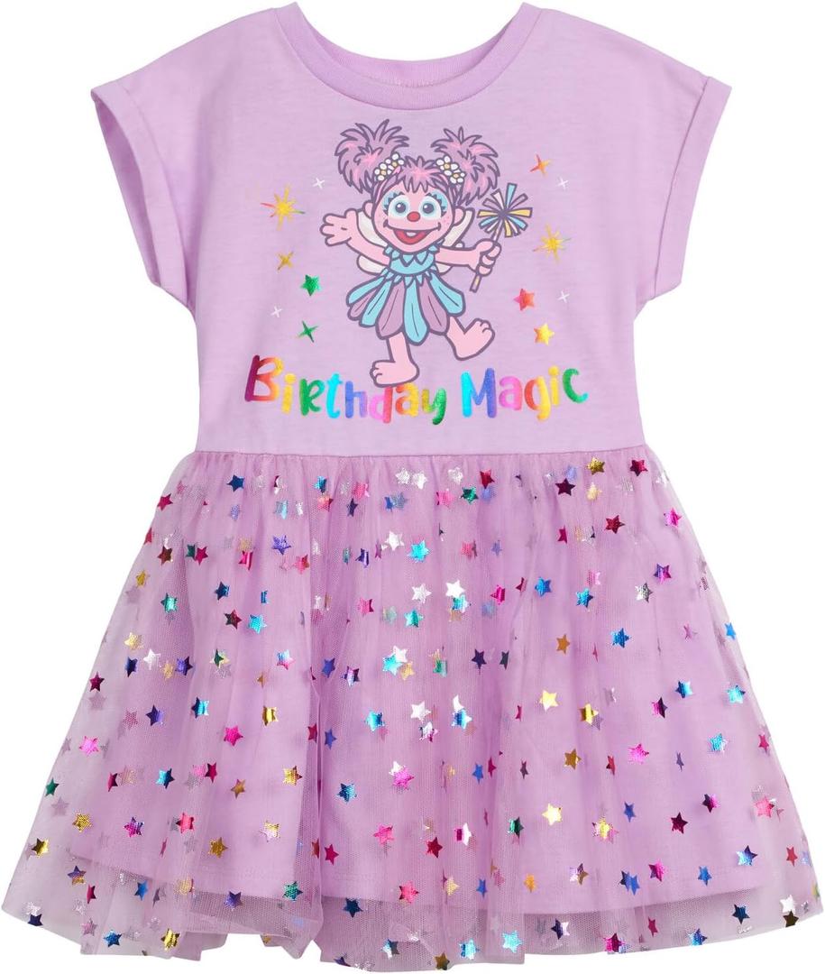 Sesame Street Birthday Mesh Dress Infant to Little Kid Sizes (12 Months - 5) (Purple)