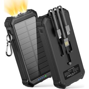 LATIMERIA 45800mAh Solar Charger Power Bank, Portable Phone Charger with USB C in/Output, 5V3.1A QC 3.0 Fast Charging Solar Panel for Cellphone, External Battery Pack with Dual Flashlights for Camping