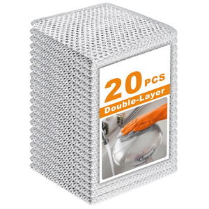 VMKBL 20 Pcs New Upgraded 3 Layers Non Scratch Wire Dishcloth, Multipurpose Wire Dishwashing Rags, Wet & Dry for Cookware, Sinks, Dishes, Stoves & Fireplaces (7.87 x 7.87-20pcs)
