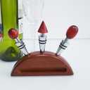 Wine Stopper Bottle Stopper - 3-pcs Wine Stopper and one stand For Gifts, Bar, Holiday Party, Wedding (Wood)