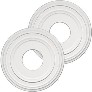 White PU Ceiling Medallions for Light Fixtures and Ceiling Fans, 12-2/8"OD x 4" ID x 1" P (Fits Canopies up to 7")