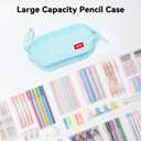 Pencil Case - 2-Layer Large Capacity Aesthetic Pencil Pouch with Strong Zipper, Handheld Stationery Organizer Pen Case with Compartments for College, office, Travel, for Women Men (Blue)
