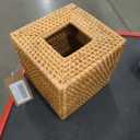 Rattan Tissue Box Cover Square, Wicker Tissue Box Holder, Decorative Woven Facial Tissue Holder for Bathroom, Kitchen, Living Room, Bedroom (Natural)