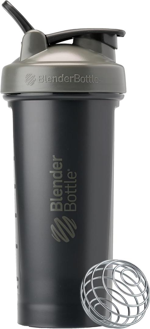 BlenderBottle Classic V2 Shaker Bottle Perfect for Protein Shakes and Pre Workout, 28-Ounce, Grey/Black, Black Shadow (28 Ounces)