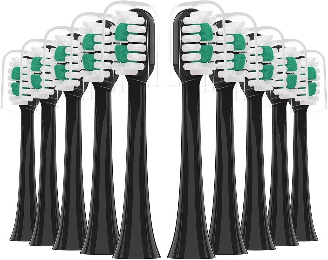 Replacement Toothbrush Heads 10 Pack for AquaSonic icon Electric Toothbrush,Black