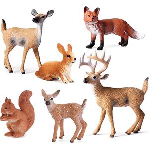 6 Pcs Simulated Forest Animal Models Figure Toy Playset, Woodland Creatures Figurines Miniature Toys Include Deer, Fox, Rabbit, Squirrel Treasures Science Educational Props