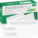 #8 Double Window Security Check Envelopes,Double Window Self Seal Security Envelopes,No.8 Double Window Bussiness Envelopes,70 Pack,Size 3 5/8 x 8 11/16 Inches,Designed for Checks(NOT for INVOICES)