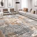 DMOYEST Area Rug Living Room Rugs - 10x14 Washable Large Soft Indoor Neutral Modern Abstract Low Pile Rug Carpet for Bedroom Dining Room Farmhouse Home Office - Grey Brown