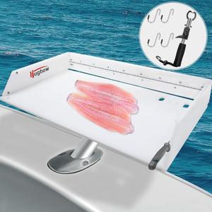 Bait Cutting Board for Boat, Bait Table Filet Board, with Rod Holder Mount Plier Storage and Knife Slot, for Fish Cleaning Station Fishing Fillet Table, Boat Accessories Marine (21inch Bait Cutting Board)