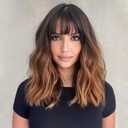 Short Curly Wigs with Bangs for Women 14 Inches Wavy Bob Wig Synthetic Heat Resistant Fiber Wigs (R4-27#)