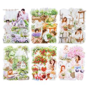 AuriicLeaf Garden Girl Sticker Set, 120PCS PET Vintage Nature Stickers for Journaling, Scrapbooking, Planner Supplies and DIY Crafts