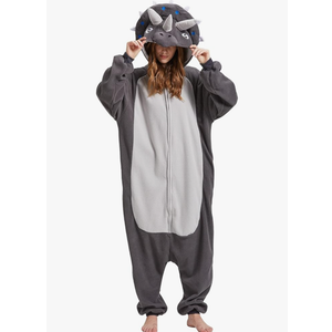 Animal Triceratops Onesie Pajamas Unisex Adult Dinosaur Christmas One-Piece Costume Cosplay for Women and Men SIZE XL