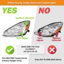 Headlights Assembly for 2004 2005 Toyota Sienna CE, LE, XLE, XLE Limited (Halogen Model Only) Headlamp Replacement Chrome Housing Amber Reflector Driver & Passenger Side