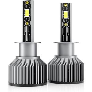 H1 Light Bulb, 600% Brightness 24000LM Super Bright, Halogen Replacement with Cooling Fan, IP68 Waterproof, Pack of 2