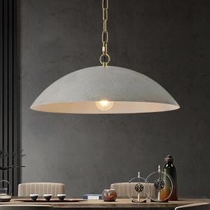 20" Kitchen Pendant Lighting Over Island, Cement Gray Modern Large Pendant Light, Adjustable Hanging Ceiling Light for Kitchen Living Room Dining Room Bedroom Café