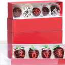 50Pack Red Chocolate Covered Strawberry Box for 4, Macaron boxes, Long Treat Box for Truffles, Cookies, Ores, Chocolate Cocoa Bombs&Cake Ball Bakery Packaging Supplies