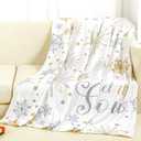 Buryeah 50'' x 60'' Winter Snowflake Throw Blanket White Let It Snow Blanket Plush Warm Gold Silver Christmas Winter Decor for Sofa Couch Bed