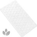 Bathtub Mat Non Slip with Suction Cups - 100% Rubber Bathroom Mat Textured for Bath Tub Shower Safety - Soft on Touch - BPA/PVC Free - Pet Dog Bath Mat - Machine Washable - 16x28 Inch White