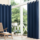 ECLIPSE Bradford Waterproof Blackout Thermal Insulated Grommet Outdoor Curtain for Patio or Porch (2Panel), 52 in x 84 in, Navy