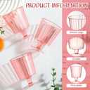 Reallnaive 24 Pcs 24 Pcs 5 oz Plastic Ribbed Goblet Wine Glasses with Stem, Reusable Retro Cups for Wine Bar Juice Baby Shower Wedding Reception Grand Event Party (Pink)