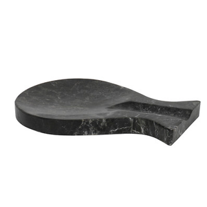 Luxury Handmade Cloudy White Marble Spoon Rest for Kitchen Counter, Cooking Utensil Holder for Stove Top, Spatula, Tongs Keeper Countertop Spoon Holder