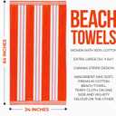 Superior Cotton Cabana Striped Beach Towels, Colorful Towels for Adult, Kid, Pool, Swimming, Sand, Travel, Large Oversized, Absorbent, Fast Drying, Bath Basics, Cabana Collection, 1 Piece, Coral