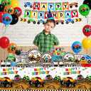 Monster Truck Birthday Decorations, Monster Truck Party Supplies include Truck Balloons, Tablecloth, Cake Cupcake Toppers, Plates and Napkins Truck Birthday Decorations for Boys, Serve 24