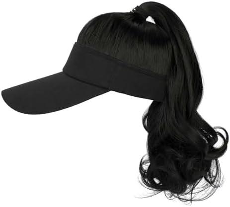 WUODHTW Hat Wig for Women Baseball Cap Wig with Curly Synthetic Hair Extensions Ponytail Cap wig Sun Hat with Hair