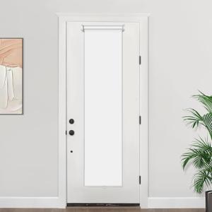 LazBlinds 100% Blackout Cordless Roll Up French Door Blinds, Thermal Insulated Light Blocking Shades for Patio Sidelight Glass Door, 28'' W x 70'' L, White, Pack of 1