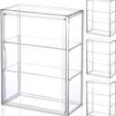 Clear Acrylic Display Case 3 Tier Display Shelf Storage Boxes Cabinet Organizer with Magnetic Door for Figures Toys (2 PcsClear)