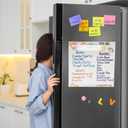 Magnetic Dry Erase Whiteboard for Refrigerators, 24" x 39" White Board on Wall for Organizer and Planner, Kitchen Fridge Shopping List with Marker, Magnetic Eraser and Magnets