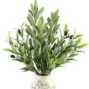4 Pcs Artificial Olive Branches for Vase, 20" Fake Greenery Olive Stems Faux Green Plants Table Centerpieces for Living Room Bedroom Office Cafe Home Decor
