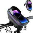 Bike Phone Holder, Bicycle Front Frame Handlebar Bag EVA Hard Shell Waterproof Bike Accessories with Touch-Screen and Rain Cover for Phones under 6.9''