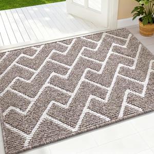 OLANLY Front Door Mat, Non-Slip Rubber Backing, Dirt Resistant and Absorbent, Washable, Easy to Clean Low-Profile Indoor Doormat for Back Door, Entryway, Inside Entrance, 32x20, Khaki