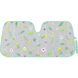 BDK Pastel Flowers Windshield Sun Shade, Car Sun Shade with Premium Double Bubble Design, Printed Sunshade for Car Windshield with Storage Strap, Measures 57 x 27 inches