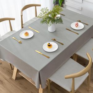 Rectangle Table Cloth,100% Waterproof Tablecloth Oil Proof Spill Proof Vinyl Table Cloth, Wipe Clean Plastic Table Cover for Dining, Camping, Indoor and Outdoor 54" x 120", Grey