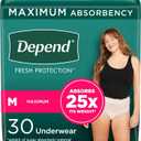 Depend Fresh Protection Adult Incontinence & Postpartum Bladder Leak Underwear for Women, Disposable, Maximum, Medium, Blush, 30 Count
