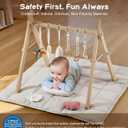 little dove Baby Gym with Mat, Wooden Play Gym with 9 Sensory Toys, Foldable Baby Play GymFrame Activity Center, Natural Pine Wood, Montessori Toys, Easy to Assemble & Clean, Natural Color, Medium