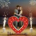 imprsv 3FT Light Up Heart Frame Valentines Day Decorations, Large Marquee Heart for Wedding Decor, Romantic Valentines Marry Me Mr and Mrs Engagement Proposal Anniversary for Party Decor
