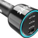 URVNS 240W USB C Car Charger, Super Fast Charging 4-Ports PD3.1 140W/PD3.0 100W PPS 45W QC65W Type-C Car Adapter for MacBook Pro Laptop iPhone 16 15 Max iPad Samsung Galaxy S24/23 Pixel etc