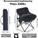 Portable Camping Chair - Heavy Duty Folding Backpacking Chairs, Collapsible Heavy Duty Packable Lightweight Backpack Chair Compact for Outdoor Camp, Travel, Beach, Picnic, Hiking, 13.38 in x 13.38 in x 27.56 in