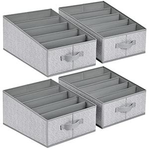 DIMJ Wardrobe Clothes Organizer, Fabric Drawer Organizer Clothes, Pants Jeans Sweater Organizer for Closet, Foldable Closet Storage Organizers, 5 Grids Clothing Drawer Organizers, 3 Pack Ash Grey
