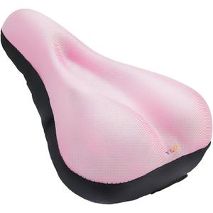 YLG Bike Seat Cover, Memory Foam & Gel Bike Seat Cushion Cover for Men Women, Comfortable Bicycle Seat Cover for Peloton/Fixed/Cruiser/Indoor/Outdoor Bike seat with Waterproof Cover (Pink)