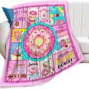SweetFox Donut Blanket, Funny Cute Donut Decor Throw Blanket Gifts for Girls Boys Food Lovers Super Warm Soft Plush Fleece Lightweight Flannel Winter Bedding Blankets for Kids Adults Women 50"X40"