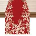 XCHI Red Snowflakes Winter Christmas Xmas Table Runner Table Decoration for Home Kitchen Dining Holiday Decor 13x90 Inch