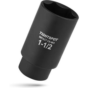 TIGHTSPOT 1/2 Inch Drive - 1 1/2 Inch Deep Impact Socket with Anti-Rounding 6 Point Design, Heat-Treated CRMO Steel