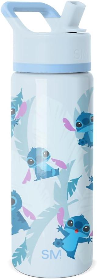 Simple Modern Kids Summit Water Bottle with Straw Lid | Disney Stitch 18oz Stainless Steel Cup Insulated Tumbler for Girls, Boys, School | Tropical Stitch